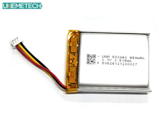 Chất lượng  3.7V 950mAh 803040 Polymer Lithium-ion Battery With IEC62133 For Oudoor Electronics nhà máy
