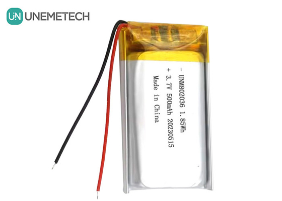 UNEMETECH 3.7V pin Li-ion Polymer 500mAh pin Lithium Polymer 802036 pin LiPo 1.85Wh
