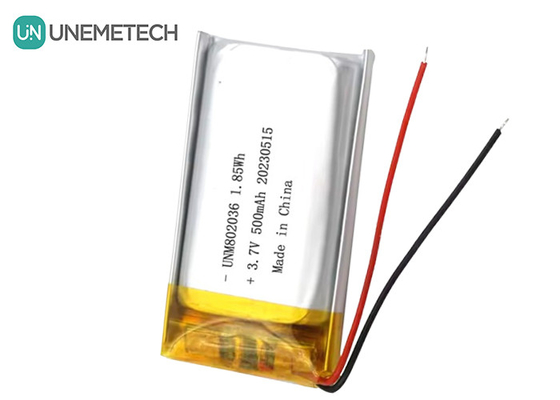 UNEMETECH 3.7V pin Li-ion Polymer 500mAh pin Lithium Polymer 802036 pin LiPo 1.85Wh