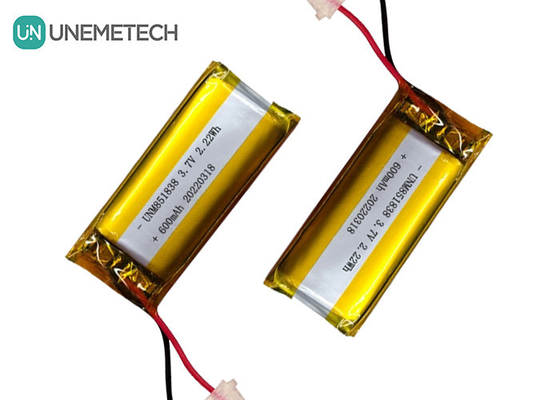 600mAh Custom Silver Li-ion Battery / 851838 3.7V Wearing Device Lithium ion Polymer Battery