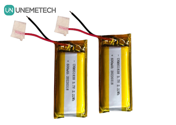 600mAh Custom Silver Li-ion Battery / 851838 3.7V Wearing Device Lithium ion Polymer Battery