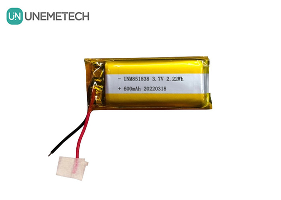 600mAh Custom Silver Li-ion Battery / 851838 3.7V Wearing Device Lithium ion Polymer Battery