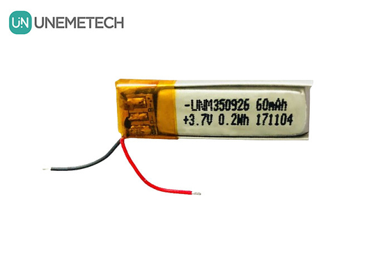 Hơn 500 chu kỳ cuộc sống Sạc lại 3.7V 60mAh Lithium ion Polymer 350926 Pin cho tai nghe
