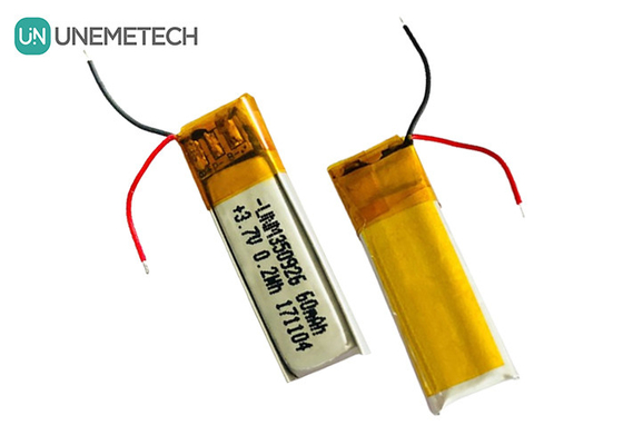 Hơn 500 chu kỳ cuộc sống Sạc lại 3.7V 60mAh Lithium ion Polymer 350926 Pin cho tai nghe