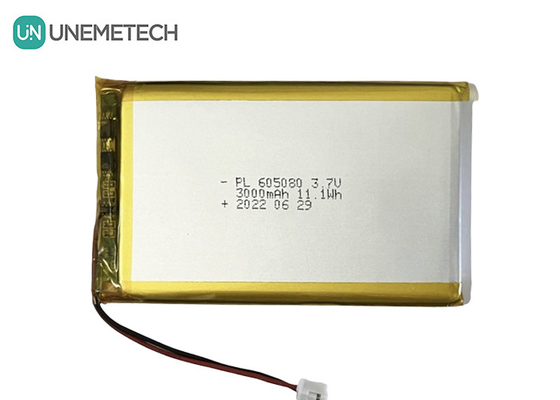 3.7V 3000mAh pin Li-ion sạc lại 605080 với PCB và đầu nối dây cho điện tử