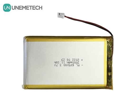 3.7V 3000mAh pin Li-ion sạc lại 605080 với PCB và đầu nối dây cho điện tử