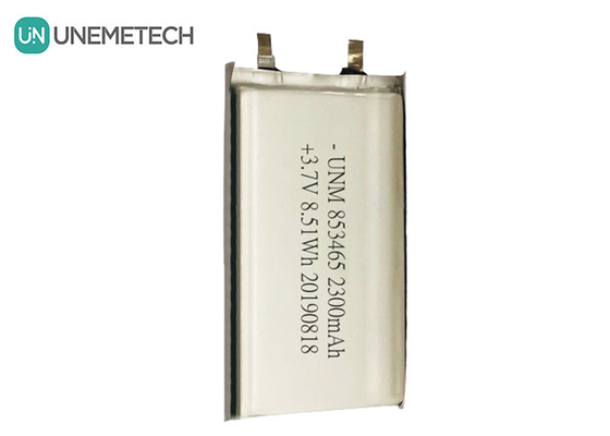 3.7V 2300mah Bộ pin Lithium Polymer đơn tế bào 853465 với IEC62133 cho thiết bị y tế