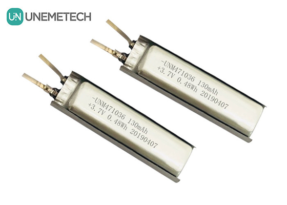 3.7 Lithium ion Polymer Battery / IEC62133 Được phê duyệt 471036 130mAh Lithium Polymer Battery Cell