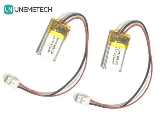 401120 3.7V 55mAh pin Lipo tùy chỉnh / tai nghe pin Lipo sạc