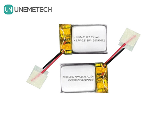 85mAh 3.7V pin Lithium Polymer nhỏ 421522 Sạc lại với PCM và dây chì s