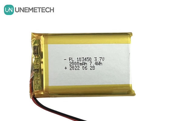 3.7V 2000mAh pin Lithium Polymer sạc lại 103450 Capacity lớn cho máy bơm vú điện