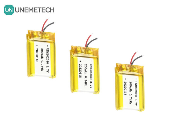 Kích thước nhỏ 402030 3.7V 200mAh pin Lipo sạc cho các sản phẩm điện tử