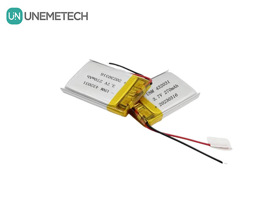 3.7V 270mAh 432031 Pin Lithium Polymer cho thiết bị điện tử