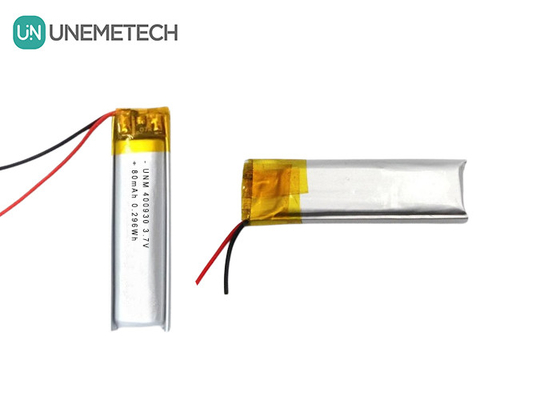 3.7V 80mAh 400930 pin Lithium Polymer tùy chỉnh Trọng lượng thấp cho nến điện tử