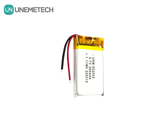 3.7V 300mAh 522033 pin polymer Li-ion linh hoạt tùy chỉnh cho đồng hồ thông minh