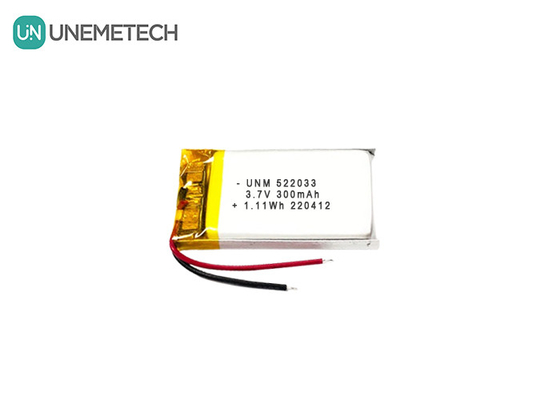 3.7V 300mAh 522033 pin polymer Li-ion linh hoạt tùy chỉnh cho đồng hồ thông minh
