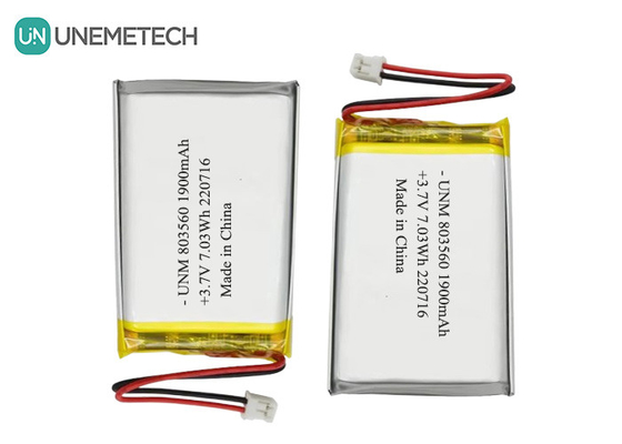Pin Lithium Polymer linh hoạt có thể sạc lại 3.7V 1900mAh 803560 cho đèn pin