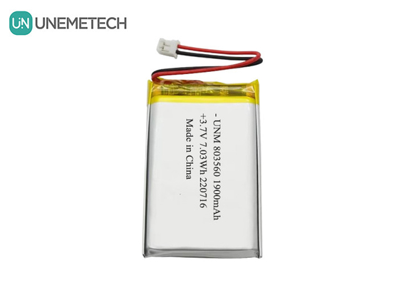 Pin Lithium Polymer linh hoạt có thể sạc lại 3.7V 1900mAh 803560 cho đèn pin