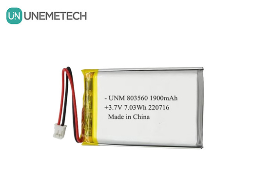 Pin Lithium Polymer linh hoạt có thể sạc lại 3.7V 1900mAh 803560 cho đèn pin