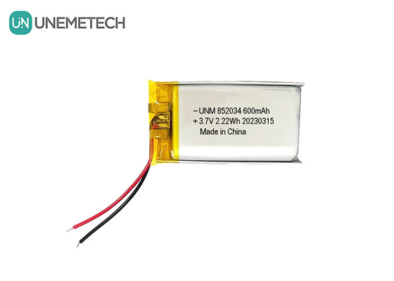 3.7V 600mAh 852034 pin Lithium Polymer tùy chỉnh có thể sạc lại cho tai nghe