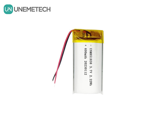 600mAh pin Li polymer sạc lại 851838 3.7V pin Lipo tùy chỉnh