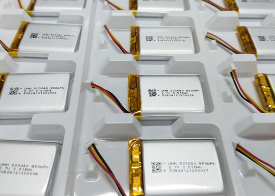 3.7V 950mAh 803040 Polymer Lithium Ion Battery With Molex51021-3P Cho Điện tử ngoài trời